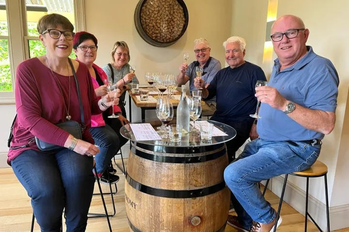 a group of people holding wine glasses