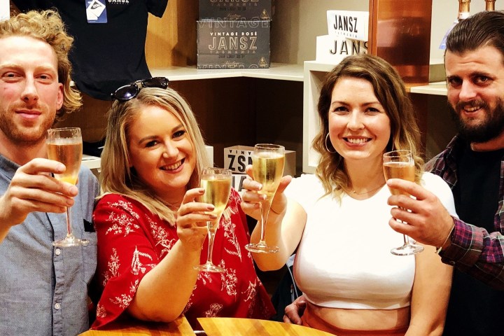 a couple of people posing for the camera